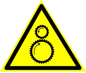 Наклейка Осторожно! Возможно затягивание между вращающимися элементами