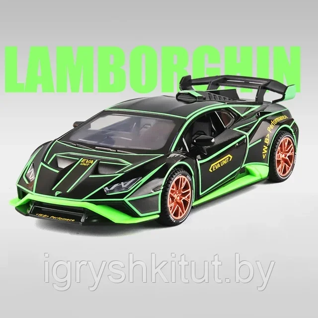 Машина Lamborghini 1:24 Lambos Huracan STO Spray Supercar литой инерционная, металл, свет, звук,дым - фото 2 - id-p221584948