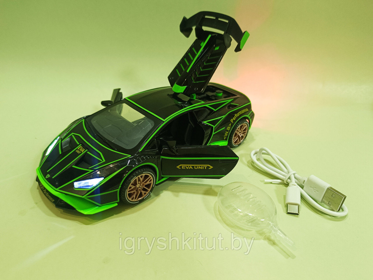 Машина Lamborghini 1:24 Lambos Huracan STO Spray Supercar литой инерционная, металл, свет, звук,дым - фото 3 - id-p221584948