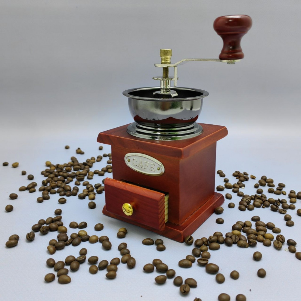 Ручная механическая деревянная кофемолка COFFEE GRINDER с регулировкой степени помола - фото 9 - id-p221585246