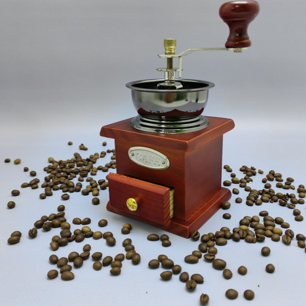 Ручная механическая деревянная кофемолка COFFEE GRINDER с регулировкой степени помола - фото 10 - id-p221585246