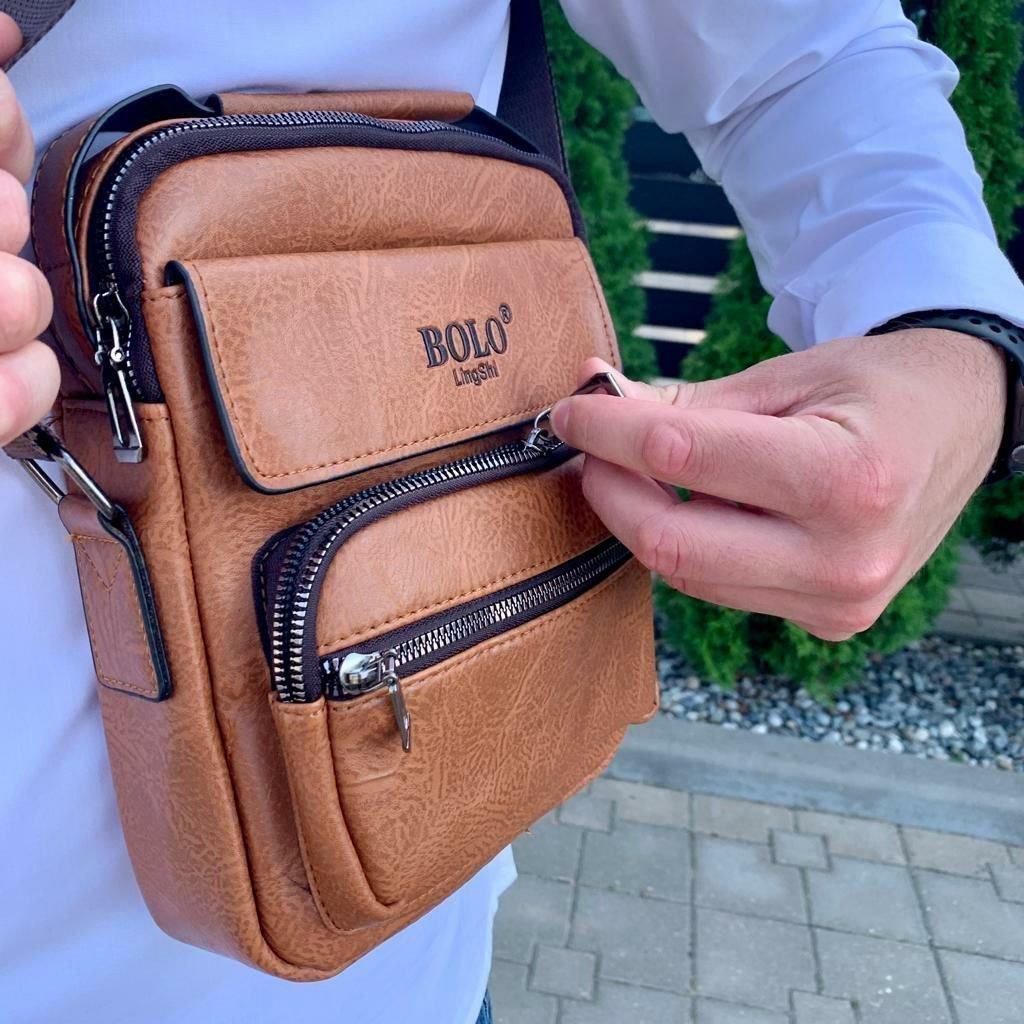 Классическая мужская сумка-мессенджер Bolo LingShi (плечевой ремень, ручка для переноски) - фото 4 - id-p221590665
