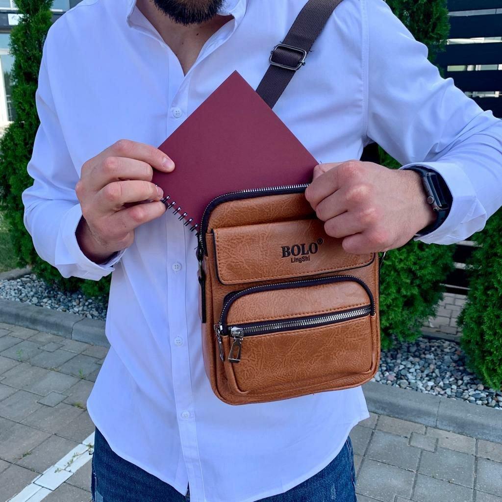 Классическая мужская сумка-мессенджер Bolo LingShi (плечевой ремень, ручка для переноски) - фото 6 - id-p221590665