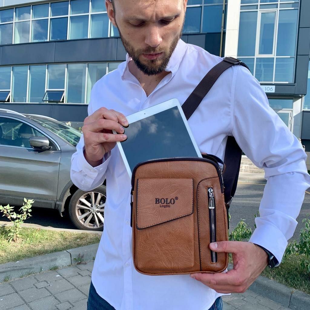 Мужская сумка-мессенджер через плечо Bolo LingShi (отделение для смартфона) - фото 2 - id-p221590666
