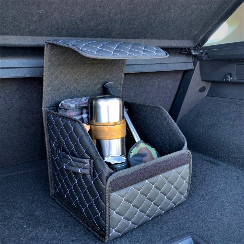 Автомобильный органайзер Кофр в багажник Premium CARBOX Усиленные стенки (размер 30х30см) Черный с красной - фото 6 - id-p221590446