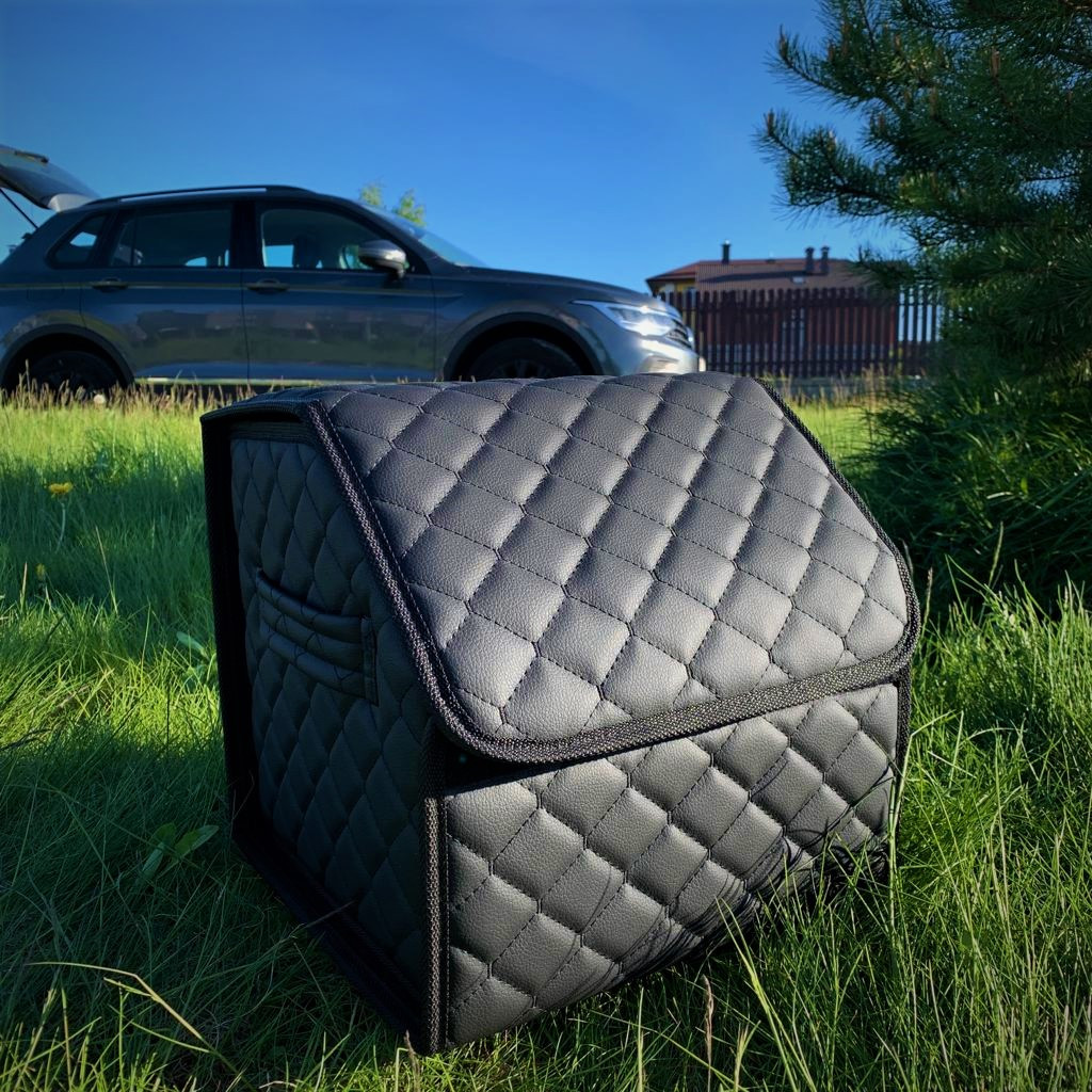 Автомобильный органайзер Кофр в багажник Premium CARBOX Усиленные стенки (размер 30х30см) Черный с красной - фото 7 - id-p221590446