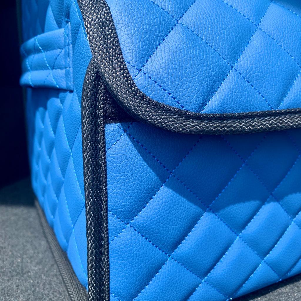 Автомобильный органайзер Кофр в багажник LUX CARBOX Усиленные стенки (размер 30х30см) Синий с синей строчкой - фото 8 - id-p221590452