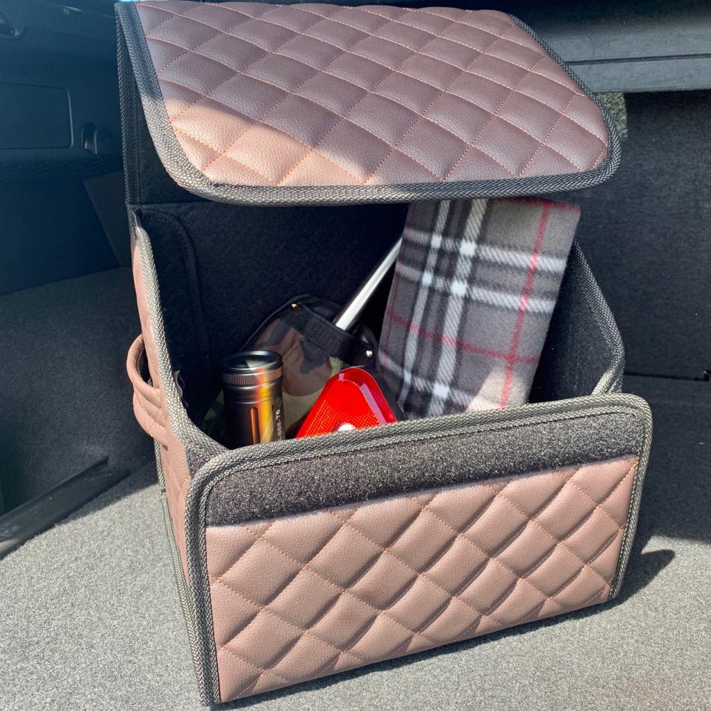 Автомобильный органайзер Кофр в багажник LUX CARBOX Усиленные стенки (размер 30х30см) Красный с красной - фото 2 - id-p221590453