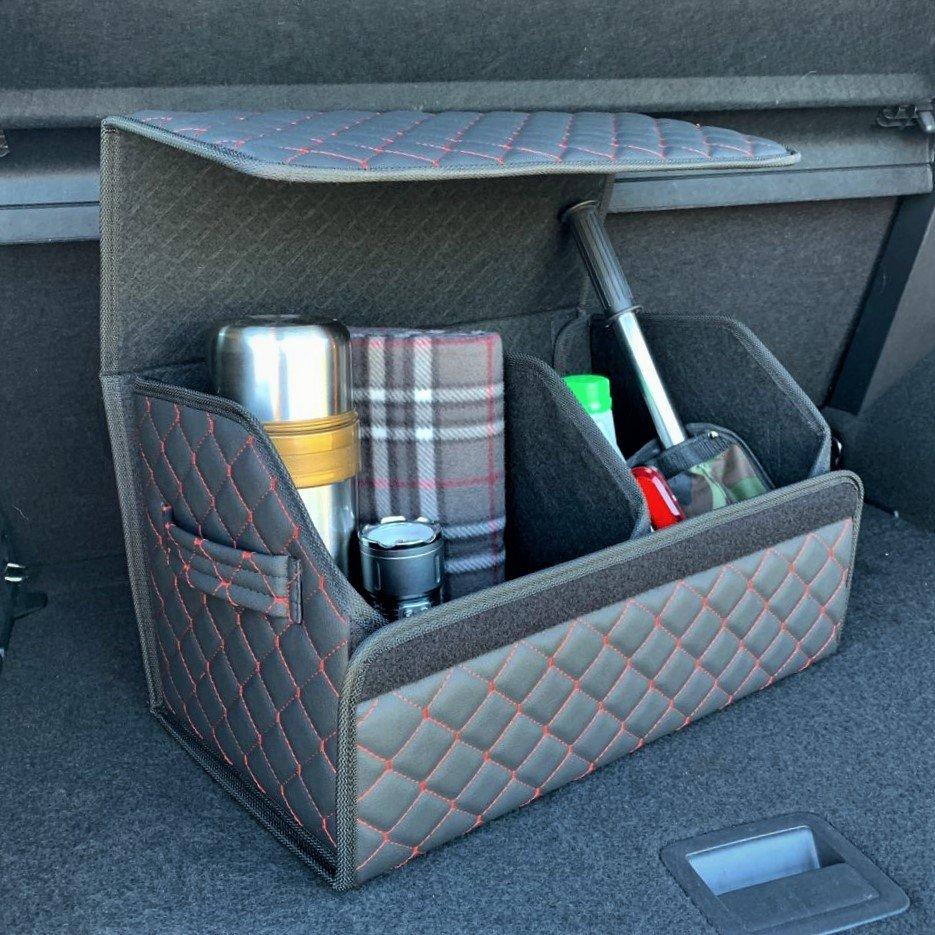 Автомобильный органайзер Кофр в багажник Premium CARBOX Усиленные стенки (размер 50х30см) Черный с красной - фото 1 - id-p221590461