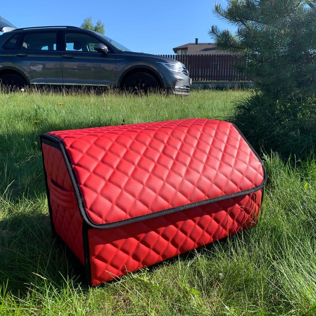 Автомобильный органайзер Кофр в багажник LUX CARBOX Усиленные стенки (размер 50х30см) Черный с красной - фото 4 - id-p221590466
