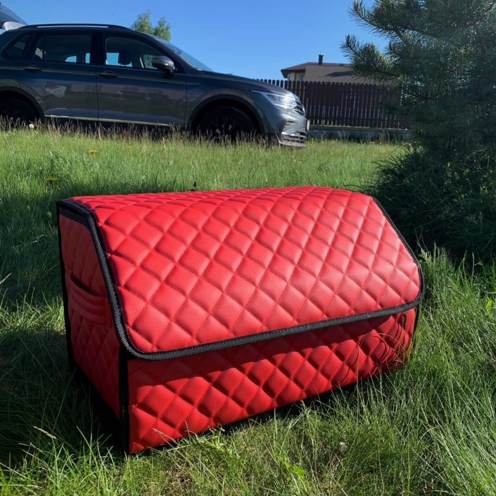 Автомобильный органайзер Кофр в багажник LUX CARBOX Усиленные стенки (размер 50х30см) Красный с красной - фото 1 - id-p221590469