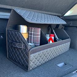 Автомобильный органайзер Кофр в багажник Premium CARBOX Усиленные стенки (размер 70х40см) Черный с белой