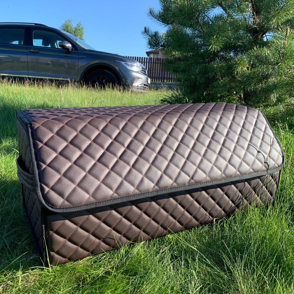 Автомобильный органайзер Кофр в багажник LUX CARBOX Усиленные стенки (размер 70х40см) Коричневый с коричневый - фото 1 - id-p221590476