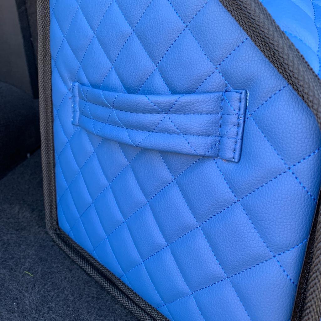 Автомобильный органайзер Кофр в багажник LUX CARBOX Усиленные стенки (размер 70х40см) Черный с синей строчкой - фото 6 - id-p221590477