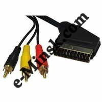 Видеокабель SCART - 3 RCA (тюльпан), 1,5м, КНР