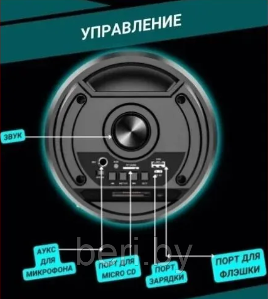 ZQS-4243 Портативная блютуз колонка BT Speaker, Пульт ДУ Проводной микрофон LED подсветка - фото 3 - id-p221592394