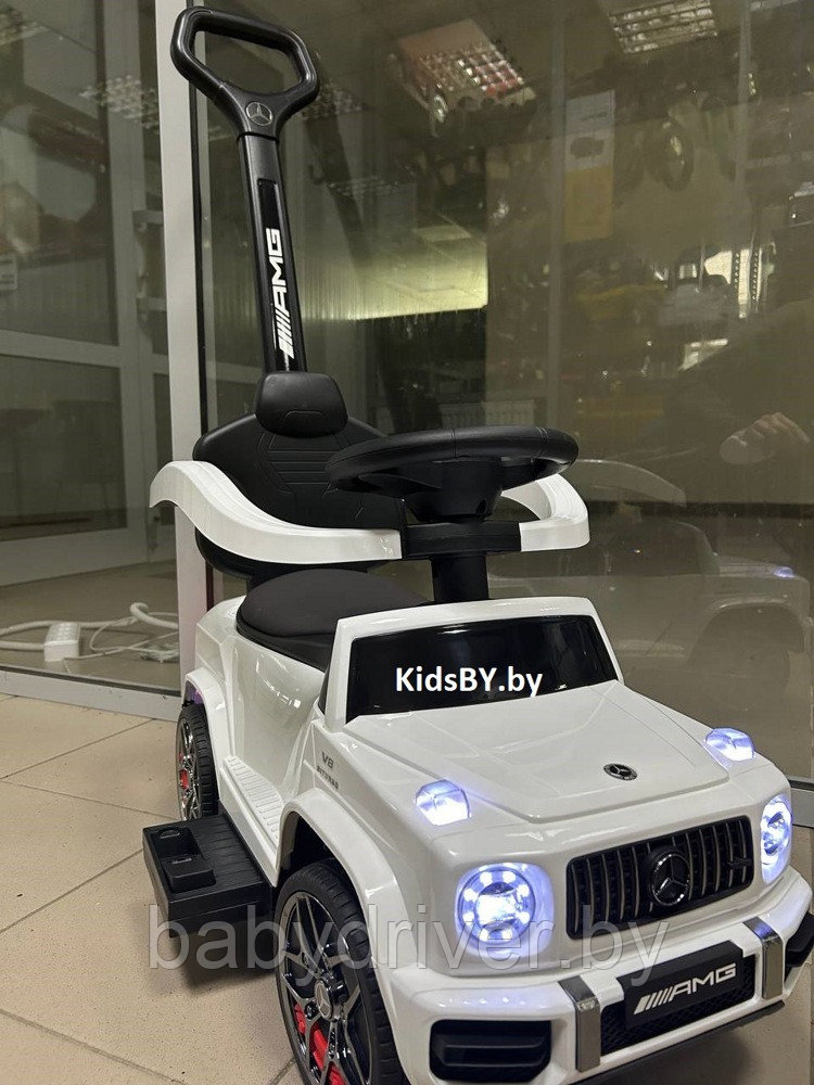 Детский толокар RiverToys Mercedes-Benz GL63 Z001ZZ-A (белый бриллиант) 3 в 1 электромобиль, трансформируется