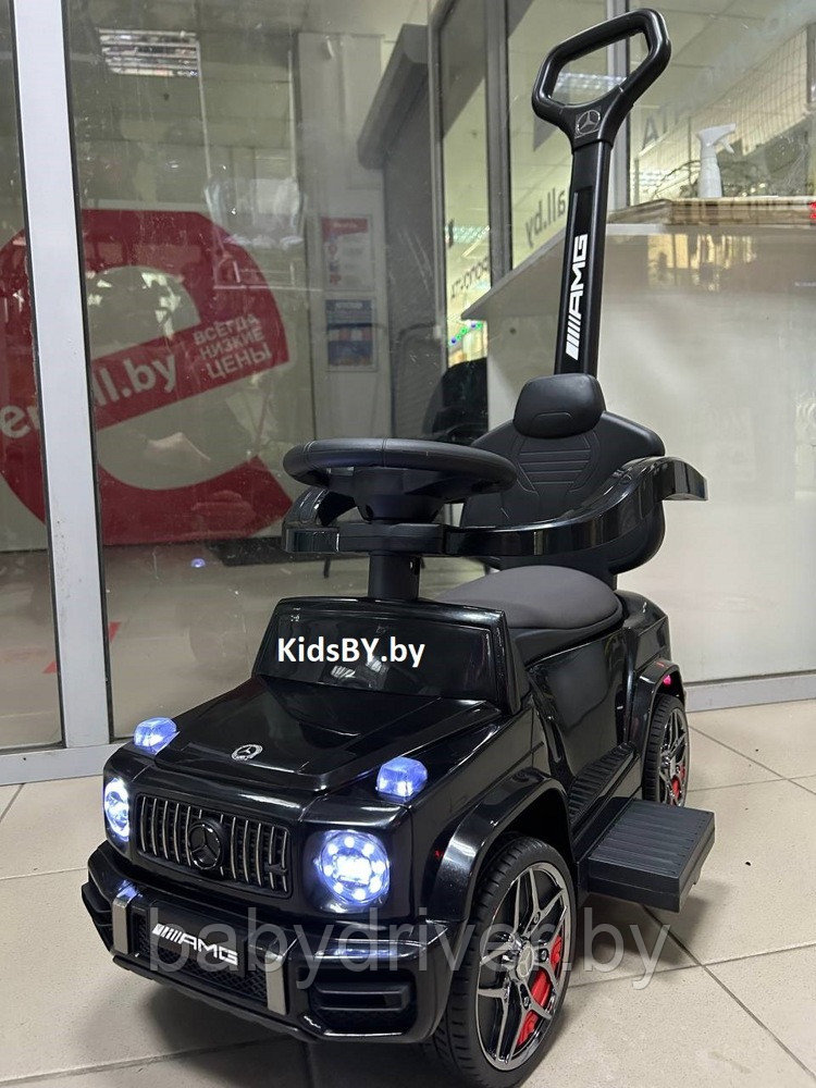 Детский толокар River Toys Mercedes-Benz G63 Z001ZZ-B (черный бриллиант) 2 в 1 трансформируется в качалку,