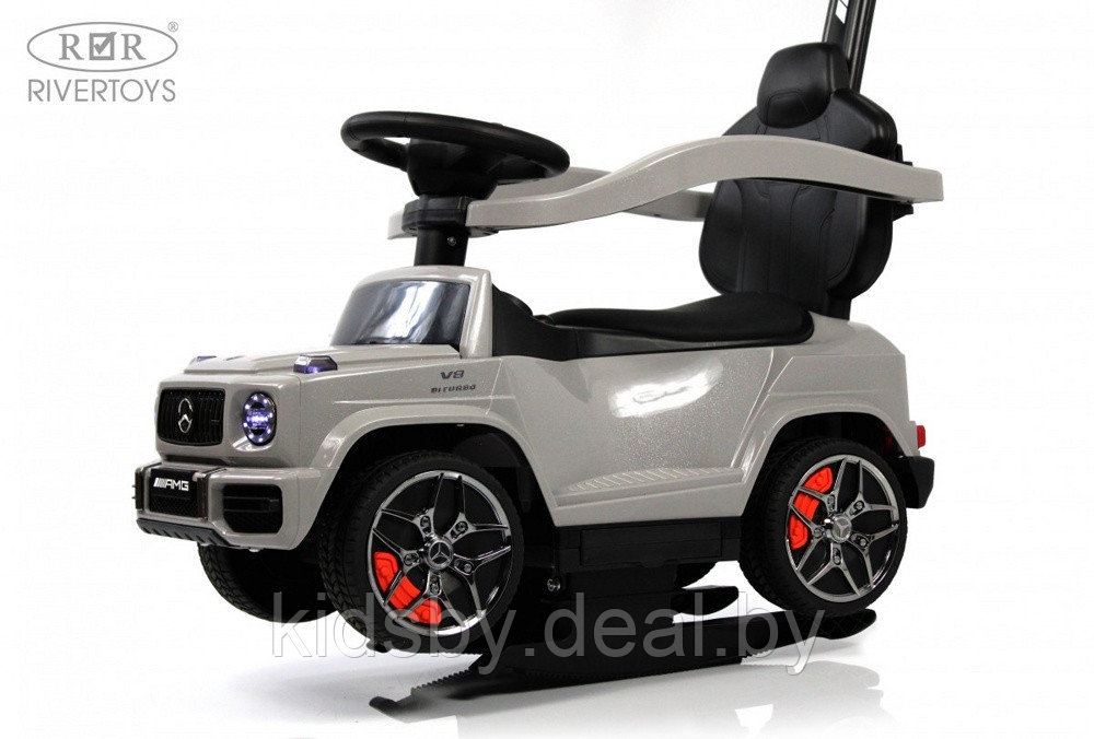 Детский толокар River Toys Mercedes-Benz G63 Z001ZZ-B (серый бриллиант) 2 в 1 трансформируется в качалку, звук - фото 2 - id-p221342435