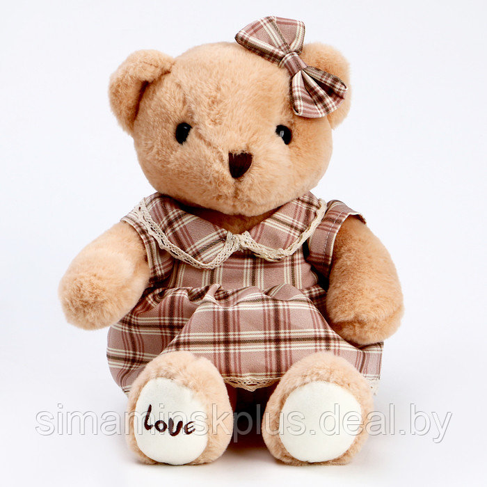 Мягкая игрушка "Медведь" с бантом и сердцем, 39 см, цвет бежевый - фото 1 - id-p221599027