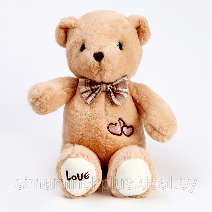 Мягкая игрушка "Медведь" с бантом и сердцем, 39 см, цвет бежевый - фото 1 - id-p221599028