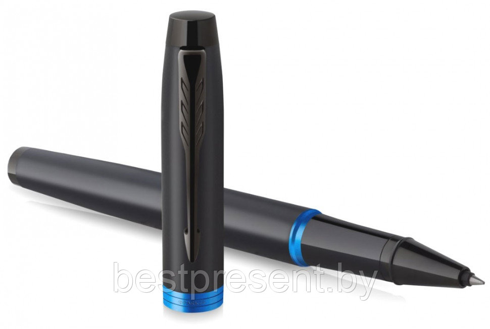 Ручка-роллер "IM Vibrant Rings T315 Marine Blue PVD" черный/синий - фото 4 - id-p221612663