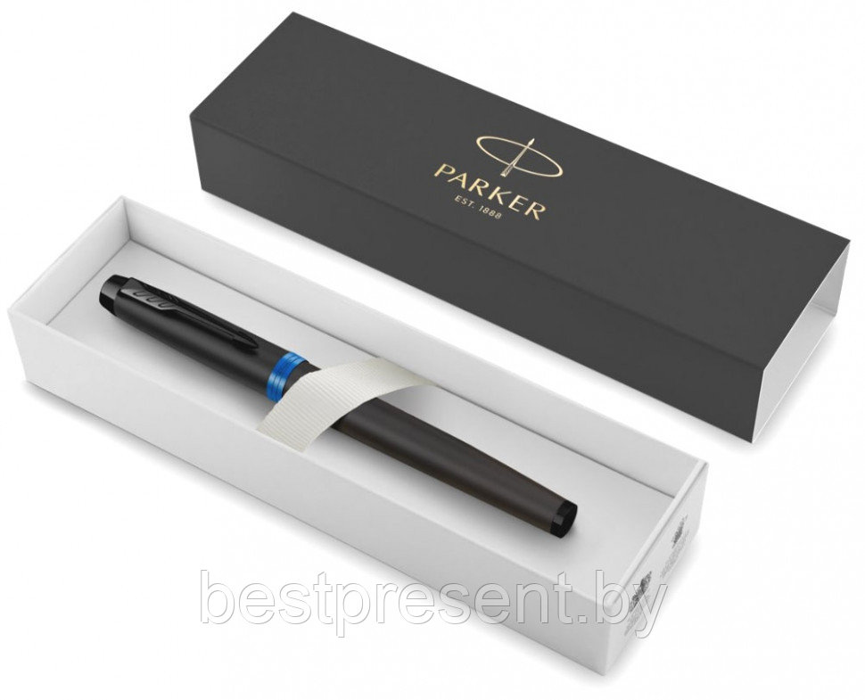 Ручка-роллер "IM Vibrant Rings T315 Marine Blue PVD" черный/синий - фото 6 - id-p221612663