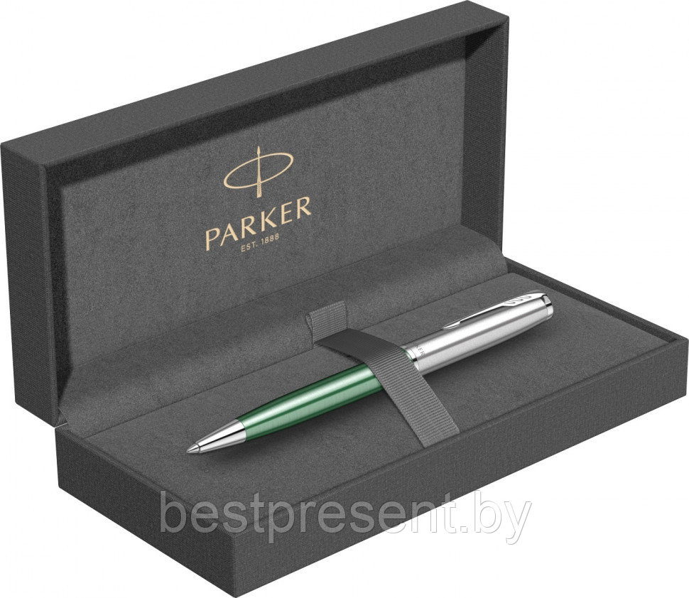 Ручка шариковая автоматическая "Sonnet Essential SB K545 LaqGreen CT" серебристый/зеленый - фото 4 - id-p221612667