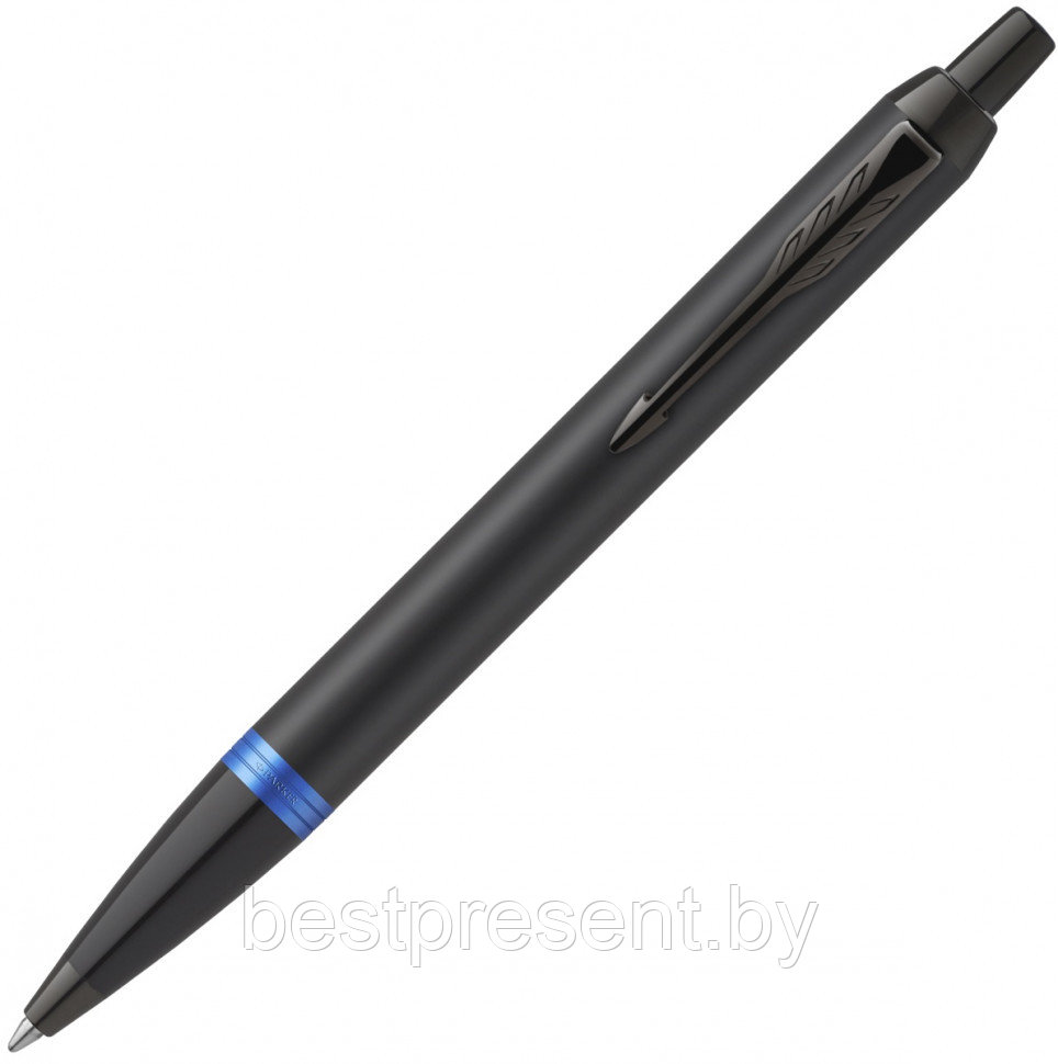 Ручка шариковая автоматическая "IM Vibrant Rings K315 Marine Blue PVD" черный/синий - фото 1 - id-p221612669