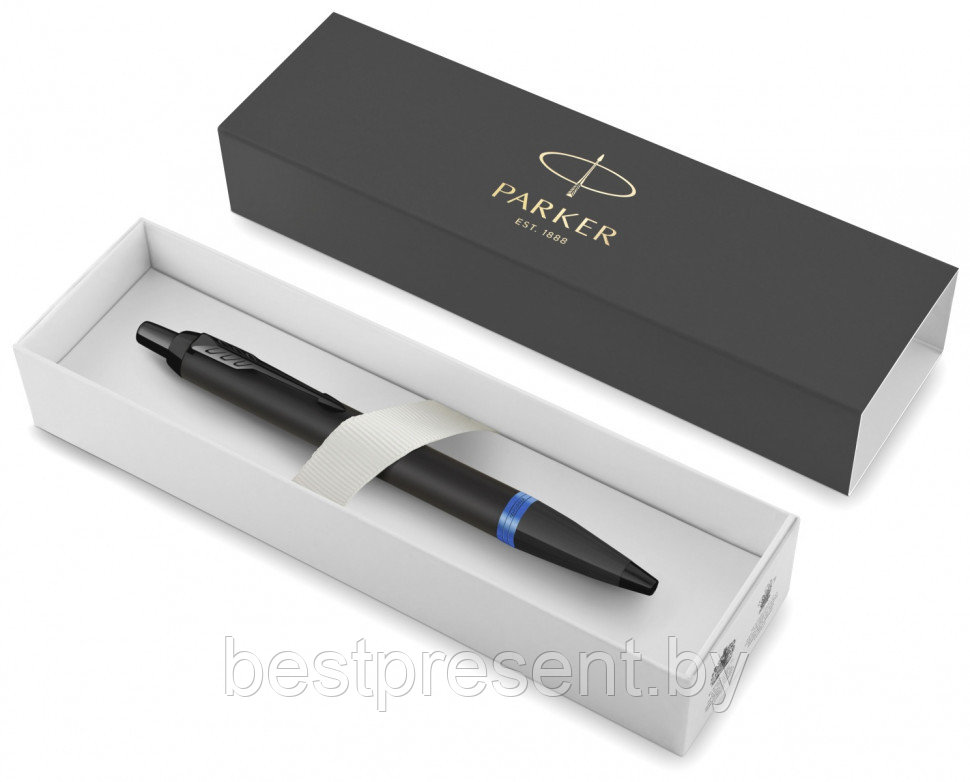 Ручка шариковая автоматическая "IM Vibrant Rings K315 Marine Blue PVD" черный/синий - фото 5 - id-p221612669
