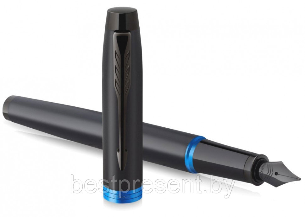 Ручка перьевая "IM Vibrant Rings F315 Marine Blue PVD" черный/синий - фото 4 - id-p221612671