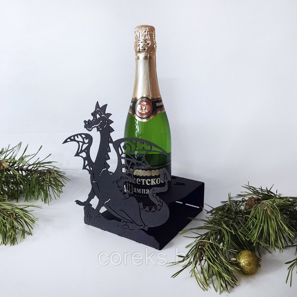 Металлическая подставка для бутылки "Дракон" (Черный) - фото 1 - id-p221612819