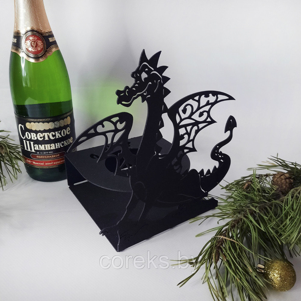 Металлическая подставка для бутылки "Дракон" (Черный) - фото 2 - id-p221612819