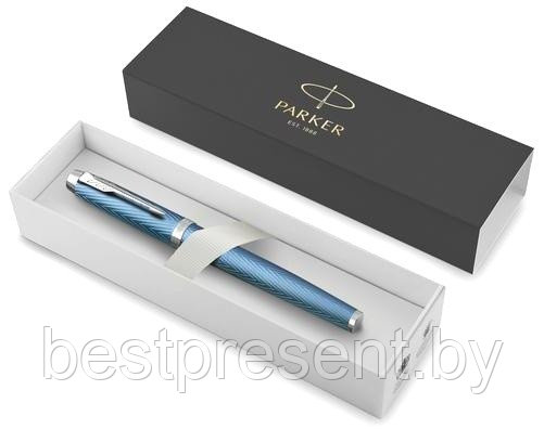 Ручка роллер "IM Premium Blue Grey CT" синий/серый - фото 4 - id-p221612718