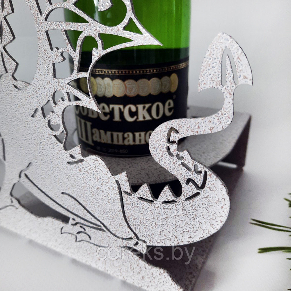 Металлическая подставка для бутылки "Дракон" (Антик медь на белом) - фото 3 - id-p221612978