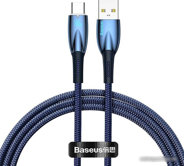 Кабель Baseus Glimmer Series Fast Charging Data Cable USB Type-A - Type-C 100W CADH000503 (2 м, синий) - фото 1 - id-p221613070