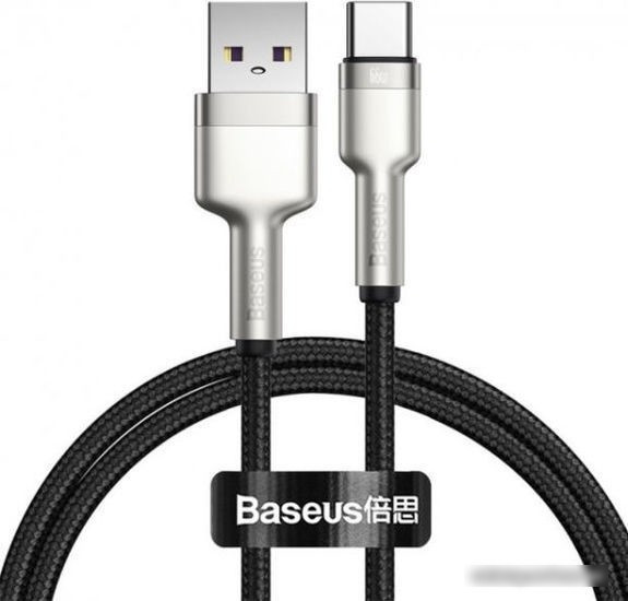 Кабель Baseus Cafule Series Metal Data Cable USB Type-A - Type-C 66W CAKF000001 (0.25 м, черный) - фото 1 - id-p221613072