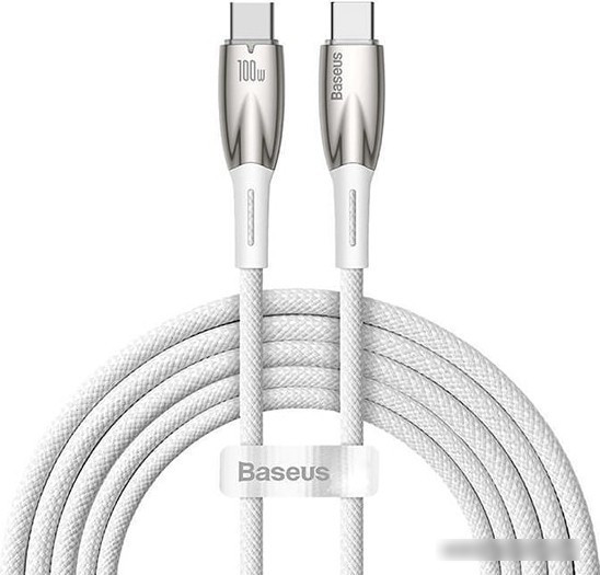 Кабель Baseus Glimmer Series Fast Charging Data Cable USB Type-C - Type-C 100W CADH000802 (2 м, белый) - фото 1 - id-p221613080