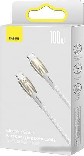 Кабель Baseus Glimmer Series Fast Charging Data Cable USB Type-C - Type-C 100W CADH000802 (2 м, белый) - фото 4 - id-p221613080