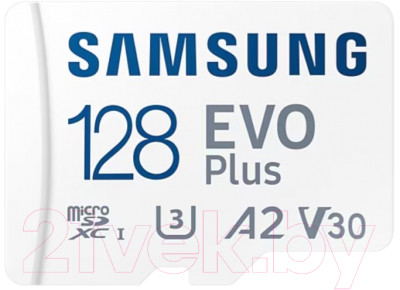 Карта памяти Samsung microSDXC EVO Plus Class10 UHS-I U3 (MB-MC128KA/EU) - фото 1 - id-p221609668