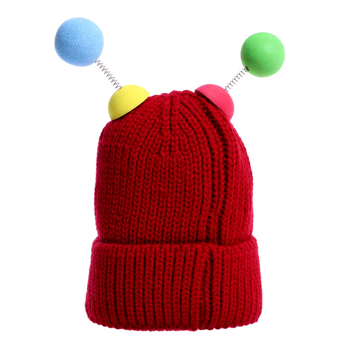 Карнавальная шапка "Глазастик" с рожками р-р 56-58, цвет бордовый - фото 3 - id-p221637399