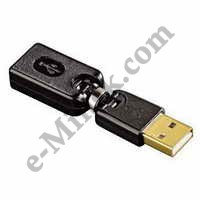 Переходник Hama H-54538 USB 2.0 A-A (m-f) поворотный до 180 гр. позолоченные контакты 3зв черный, КНР