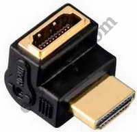Переходник Hama H-83010 HDMI 1.3 (m-f) угловой позолоченные контакты 1080p 3зв черный, КНР - фото 1 - id-p5611875