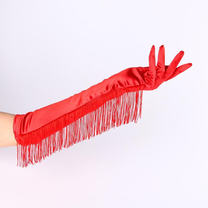 Карнавальный аксессуар перчатки с бахромой красные - фото 2 - id-p221648340