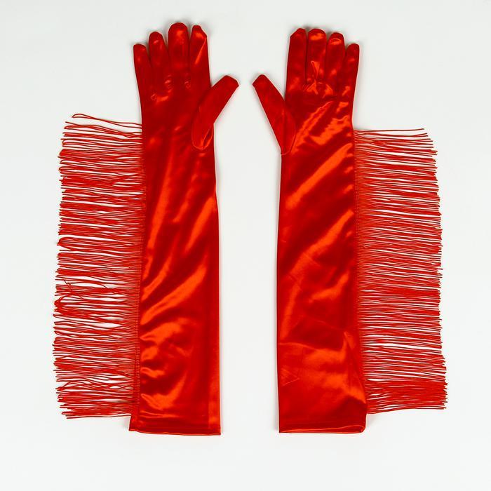 Карнавальный аксессуар перчатки с бахромой красные - фото 4 - id-p221648340