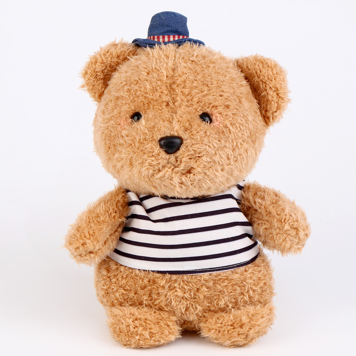 Мягкая игрушка "Медвежонок" в шляпке, 22 см, цвет бежевый - фото 1 - id-p221657265