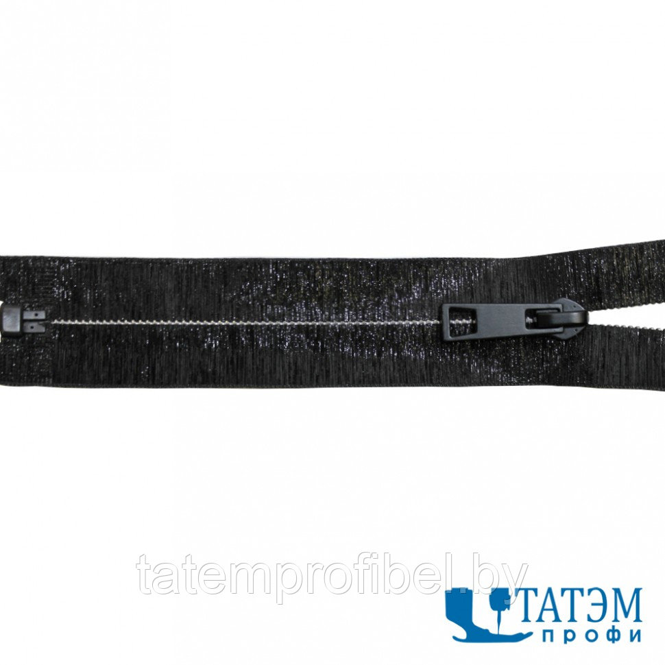Молния декоративная Т-7 80 см черный, водонепрониц. зв. серебро