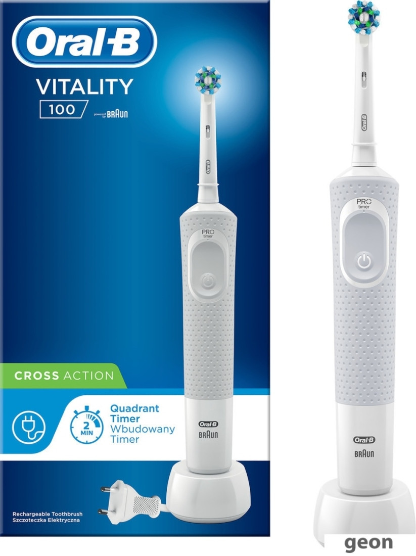 Электрическая зубная щетка Braun Oral-B Vitality 100 Cross Action D100.413.1 (белый) - фото 1 - id-p221662210