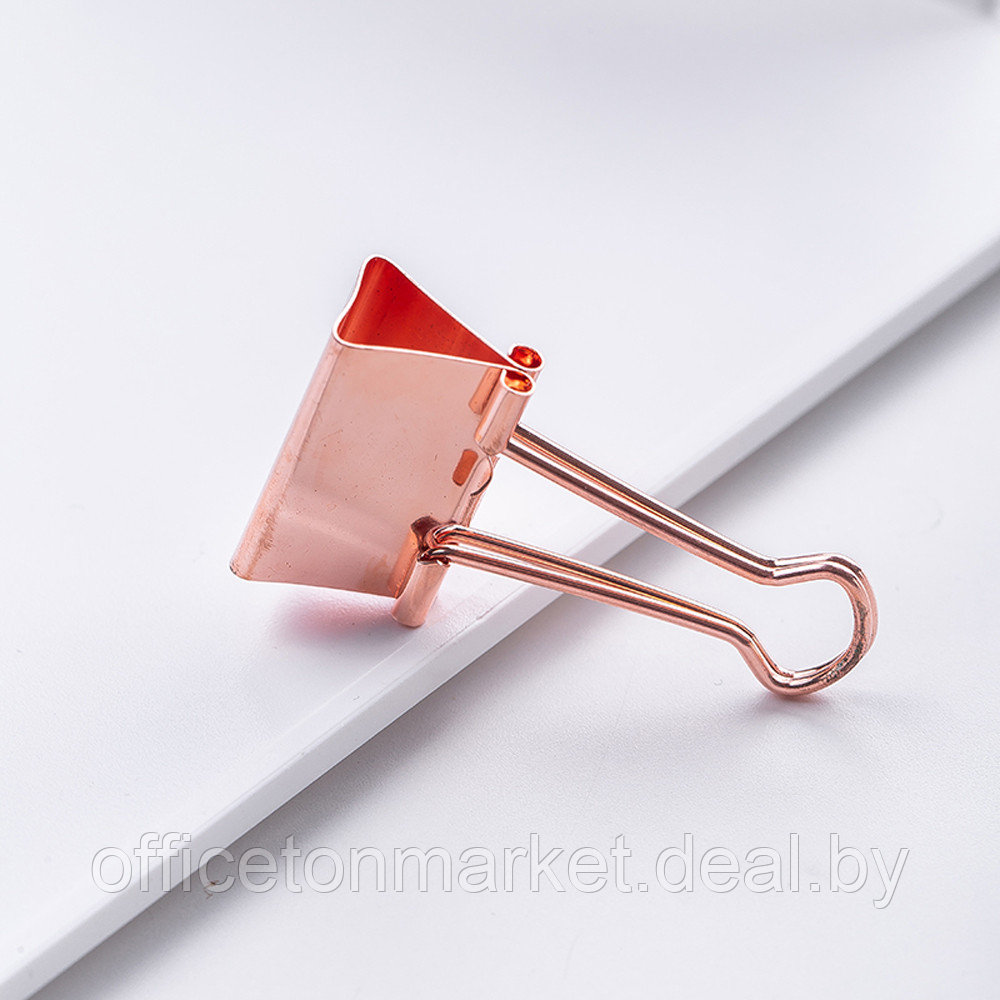 Зажим для бумаг "Deli", 25 мм, 12 штук, розовое золото - фото 4 - id-p221658242