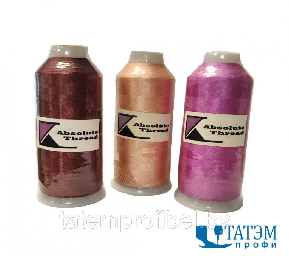 Нитки вышивальные 120 D/2 п/э Absolute thread, 5000 м, КНР, цветные